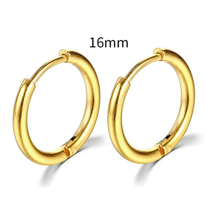 2025 Neue Einfache Edelstahl Gold Kleine Hoop Ohrringe für Frauen Männer Knorpel Ohr Piercing Schmuck Pendientes Hombre Mujer
